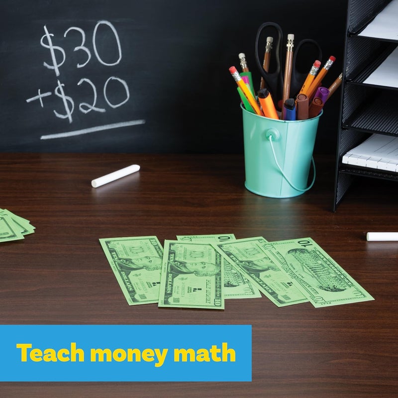 Learning Advantage Ten Dollar Play Bills - Set of 100 $10 Paper Bills - Designed and Sized Like Real US Currency - Teach Currency, Counting and Math with Play Money - Image 4